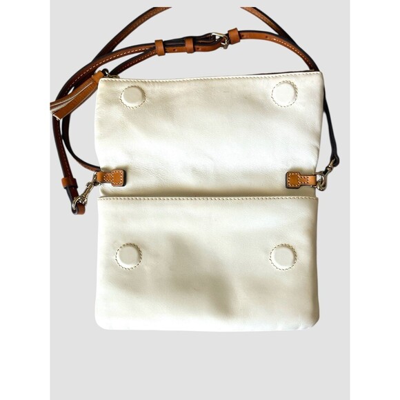 Dooney & Bourke Florentine Foldover Zip Crossbody Purse White Leather EUC - Picture 3 of 8